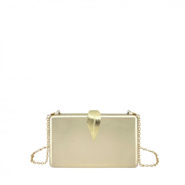 Bolso Clutch Efecto Metalizado Hoja